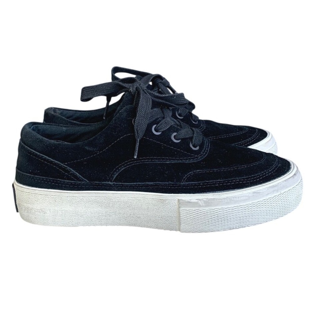 AllSaints Suede Low Top Sneakers Womens 7.5 Black Skate Casual Streetwear Grunge
